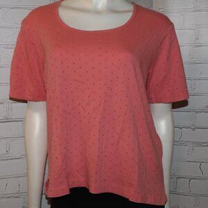 ☀️ Cute Coral & Polka Dot Tee by Paradise Bay – Misses